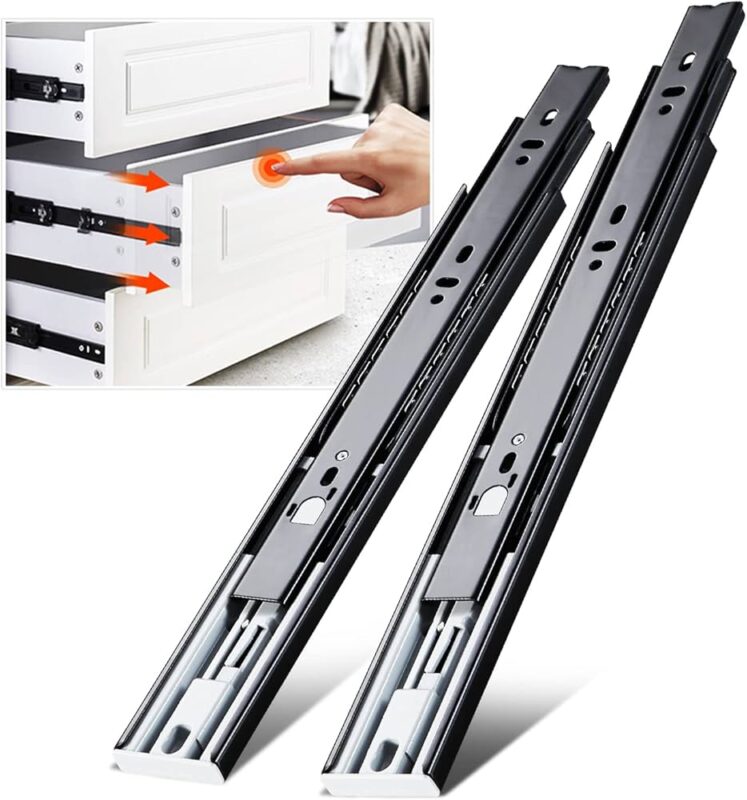 1 Pair Push to Open Full Extension Drawer Slides 12,14,16,18 inch