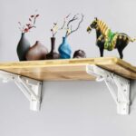 Folding Shelf Brackets 8 Inch Heavy Duty Metal Collapsible Triangle Shelf Bracket.