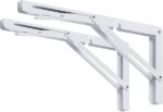 Folding Shelf Brackets 8 Inch Heavy Duty Metal Collapsible Triangle Shelf Bracket.