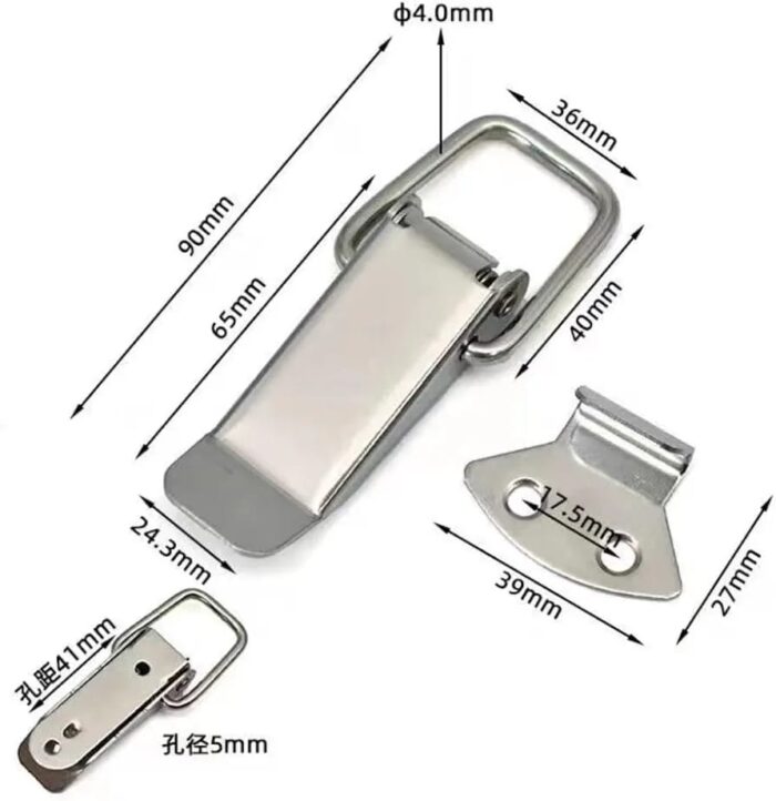 Clasp Lock Cabinet Boxes Spring Loaded Latch Catch Toggle Locks Hasp Stainless Steel 304 Hasp for Sliding Door Window Cabinet