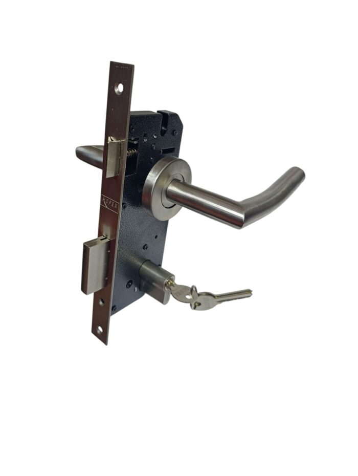EUROPEAN MORTISE COMPLETE DOOR LOCK-ROSE HANDLE