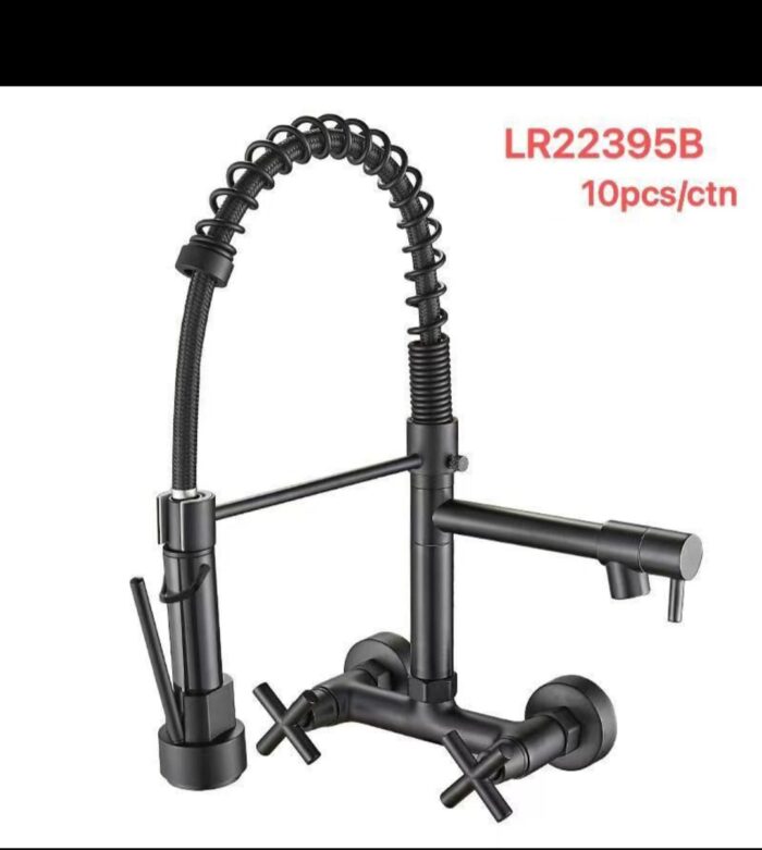 WALL MOUNT DUAL HANDLE SPRING KITCHEN FAUCET