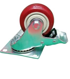 3 inch heavy duty maroon castor with brake