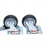 3' rubber castor wheel with brake