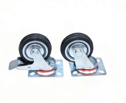 3' rubber castor wheel with brake