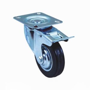 Rubber castor wheel 4' with brake