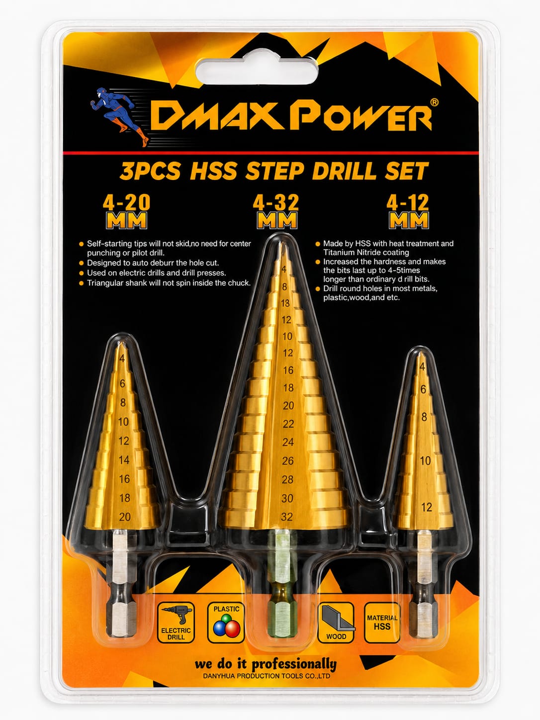Premium 3 pc Hss drill set Premium 3 pc Hss drill set