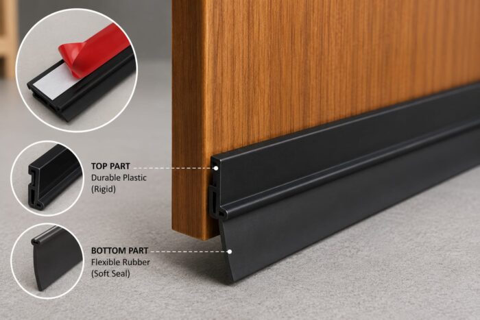 Self adhesive rubber door seal 1 meter - Image 3
