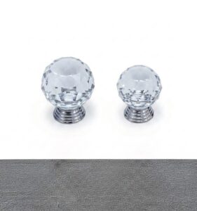 Crystal silver drawer knob 30mm