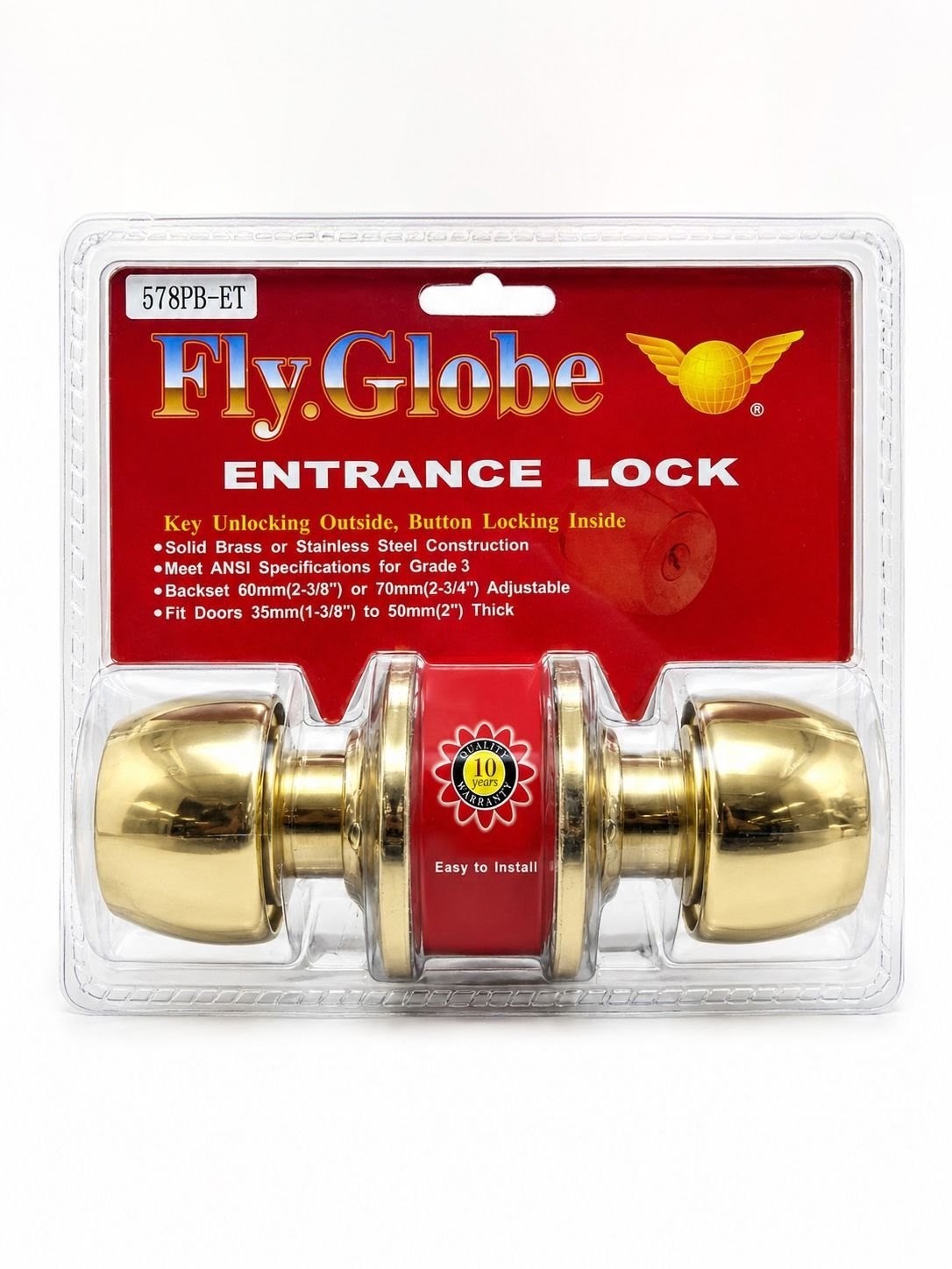 Gold fly globe knob set Gold fly globe knob set